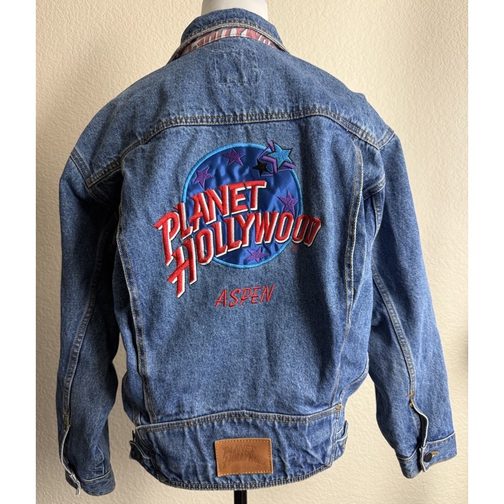 Planet Hollywood Aspen Denim Jean Jacket Unisex Small Vintage 1991 No Fading